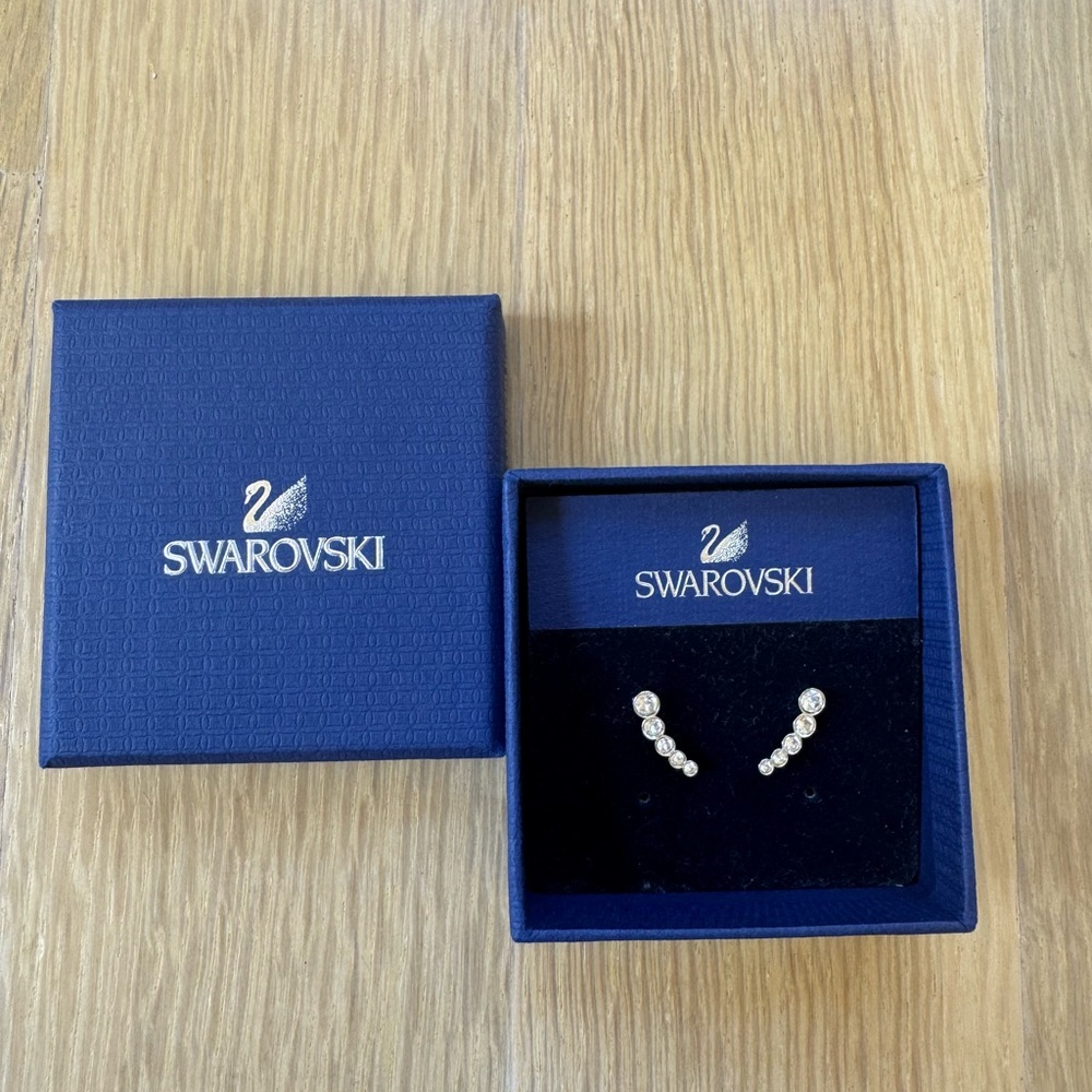 Swarovski Silver Crescent Crystal Earrings